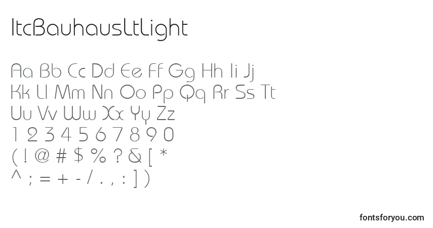 A fonte ItcBauhausLtLight – alfabeto, números, caracteres especiais