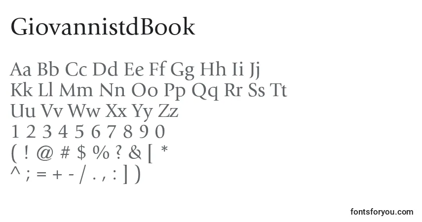 A fonte GiovannistdBook – alfabeto, números, caracteres especiais
