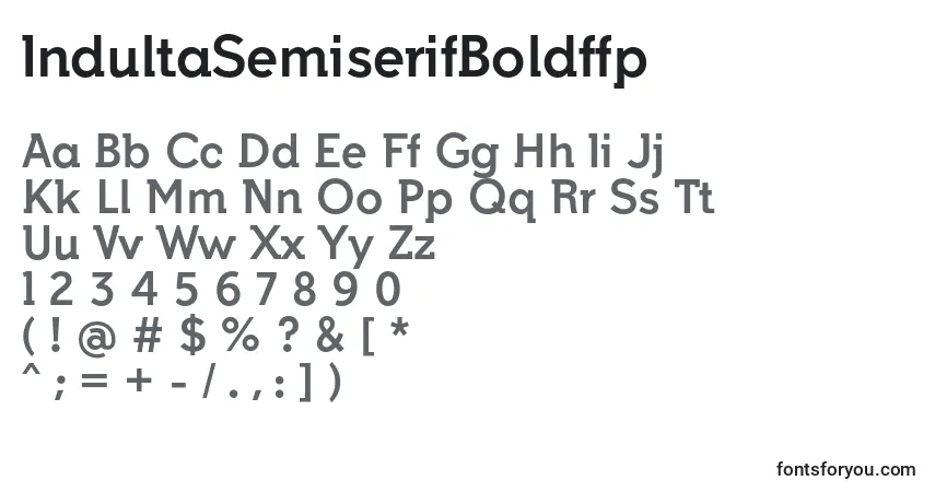 Czcionka IndultaSemiserifBoldffp – alfabet, cyfry, specjalne znaki