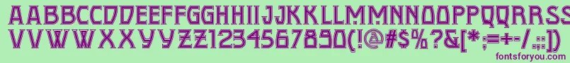 Conquistadormannf Font – Purple Fonts on Green Background