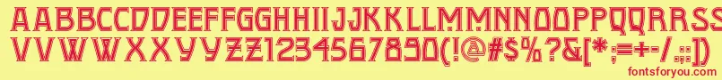 Conquistadormannf Font – Red Fonts on Yellow Background