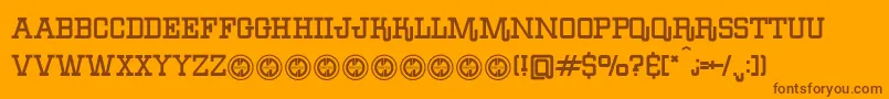 Weitere Informationen zur BoileddenimFfp-Schriftart BoileddenimFfp-Schriftart – Braune Schriften auf orangefarbenem Hintergrund