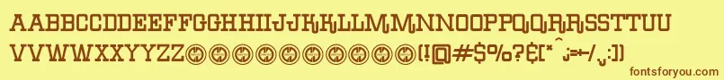Шрифт BoileddenimFfp – коричневые шрифты на жёлтом фоне