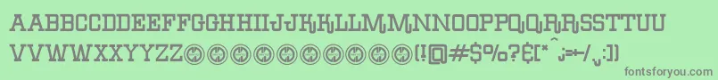 BoileddenimFfp-Schriftart – Graue Schriften auf grünem Hintergrund