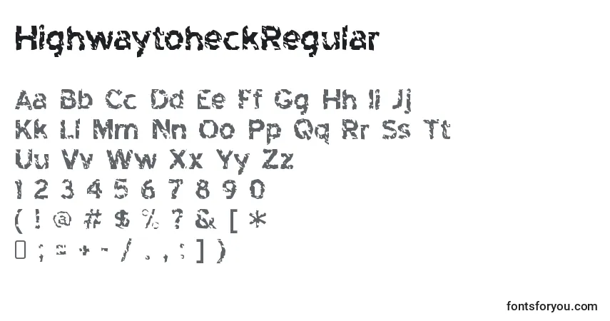 Czcionka HighwaytoheckRegular – alfabet, cyfry, specjalne znaki