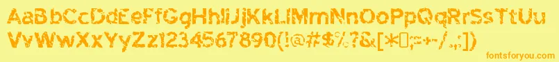 フォントHighwaytoheckRegular – オレンジの文字が黄色の背景にあります。