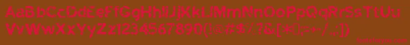 フォントHighwaytoheckRegular – 赤い文字が茶色の背景にあります。