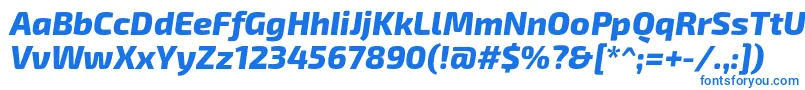 フォントExo2Extrabolditalic – 白い背景に青い文字