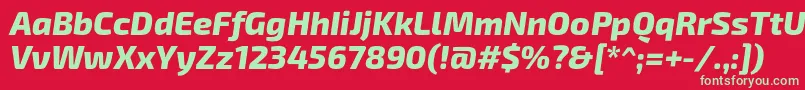 Шрифт Exo2Extrabolditalic – зелёные шрифты на красном фоне