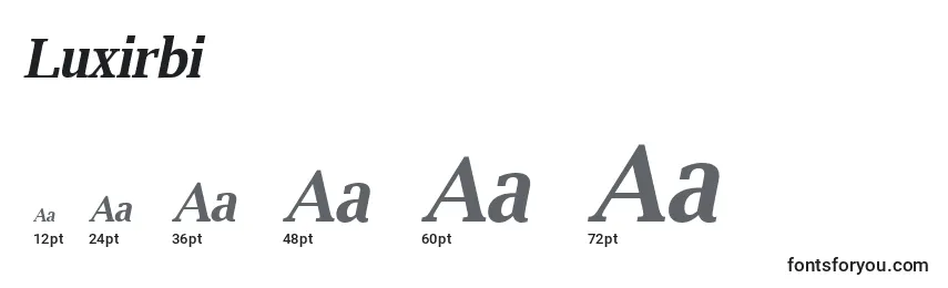 Размеры шрифта Luxirbi
