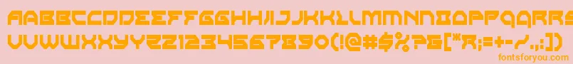 フォントXenodemoncond – オレンジの文字がピンクの背景にあります。