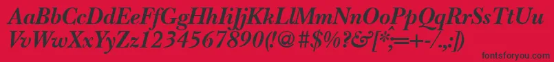 フォントBaskervillenovatwoBolditalic – 赤い背景に黒い文字