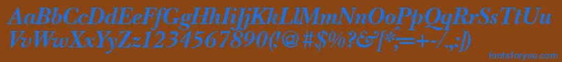 BaskervillenovatwoBolditalic Font – Blue Fonts on Brown Background