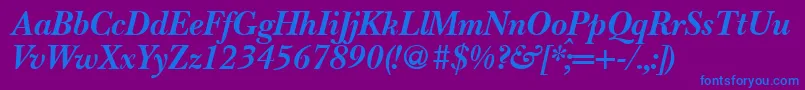 BaskervillenovatwoBolditalic Font – Blue Fonts on Purple Background