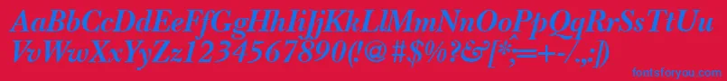 Шрифт BaskervillenovatwoBolditalic – синие шрифты на красном фоне