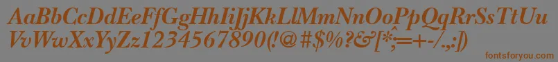 BaskervillenovatwoBolditalic-fontti – ruskeat fontit harmaalla taustalla