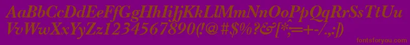 Шрифт BaskervillenovatwoBolditalic – коричневые шрифты на фиолетовом фоне