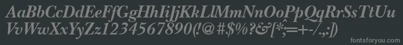 フォントBaskervillenovatwoBolditalic – 黒い背景に灰色の文字