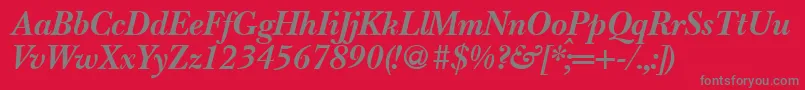 BaskervillenovatwoBolditalic Font – Gray Fonts on Red Background
