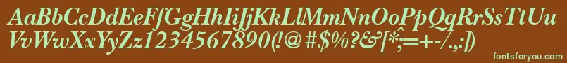 Шрифт BaskervillenovatwoBolditalic – зелёные шрифты на коричневом фоне