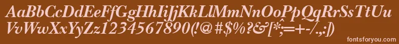 フォントBaskervillenovatwoBolditalic – 茶色の背景にピンクのフォント