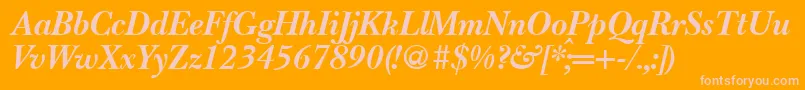 BaskervillenovatwoBolditalic-fontti – vaaleanpunaiset fontit oranssilla taustalla