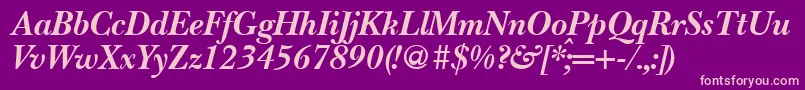 BaskervillenovatwoBolditalic Font – Pink Fonts on Purple Background