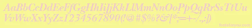 BaskervillenovatwoBolditalic Font – Pink Fonts on Yellow Background