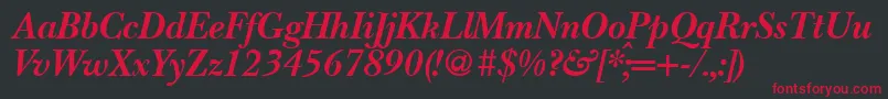 BaskervillenovatwoBolditalic-fontti – punaiset fontit mustalla taustalla