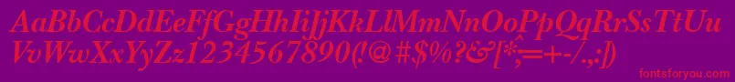 BaskervillenovatwoBolditalic-fontti – punaiset fontit violetilla taustalla