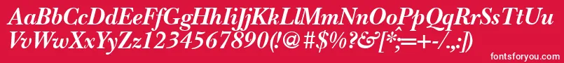 フォントBaskervillenovatwoBolditalic – 赤い背景に白い文字