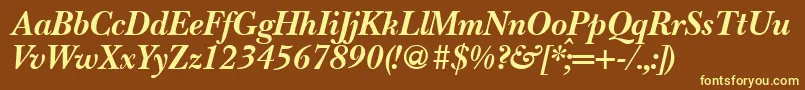 BaskervillenovatwoBolditalic Font – Yellow Fonts on Brown Background