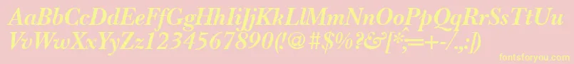 BaskervillenovatwoBolditalic Font – Yellow Fonts on Pink Background