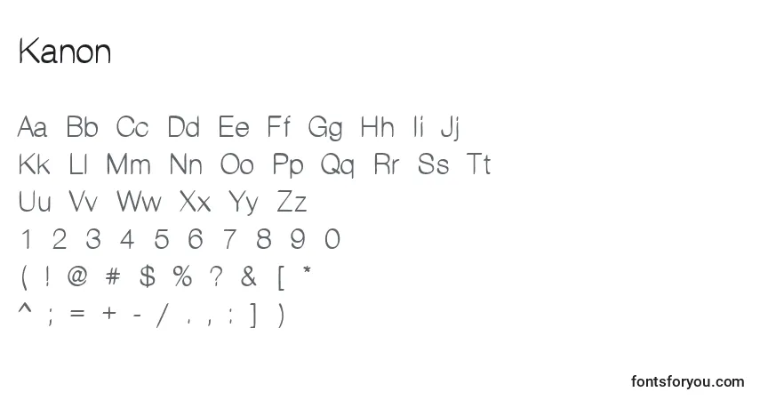 Kanon Font – alphabet, numbers, special characters