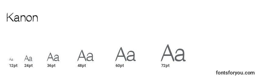 Размеры шрифта Kanon