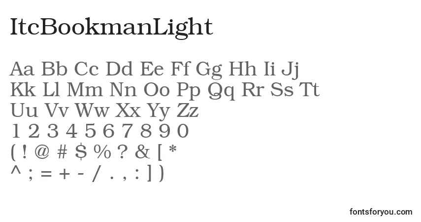 A fonte ItcBookmanLight – alfabeto, números, caracteres especiais