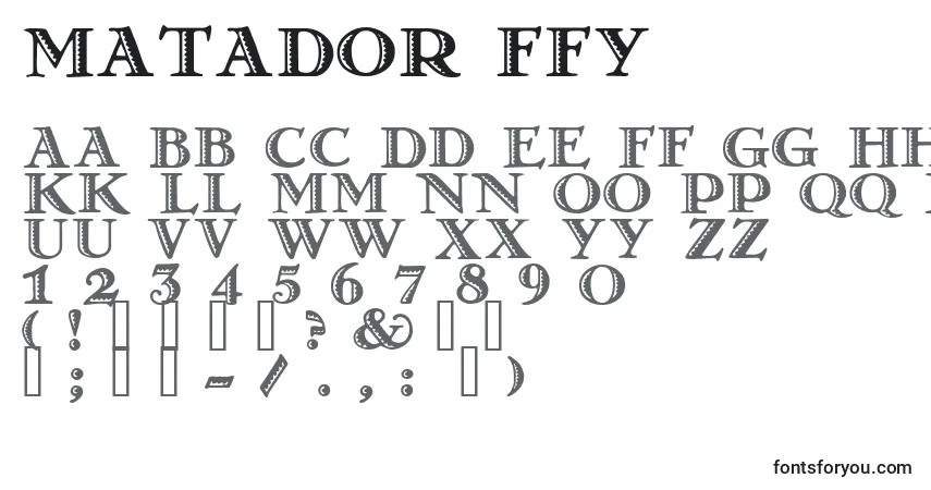 Schriftart Matador ffy – Alphabet, Zahlen, spezielle Symbole