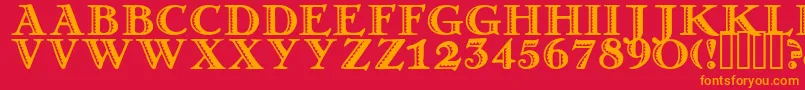 フォントMatador ffy – 赤い背景にオレンジの文字