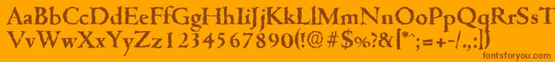 CambridgerandomBold-Schriftart – Braune Schriften auf orangefarbenem Hintergrund