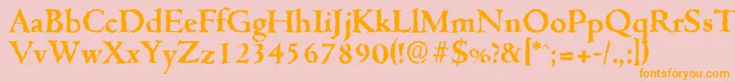 CambridgerandomBold-Schriftart – Orangefarbene Schriften auf rosa Hintergrund