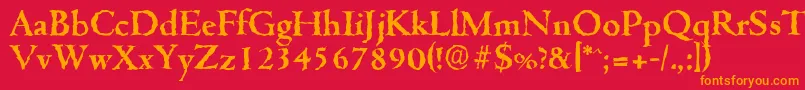 フォントCambridgerandomBold – 赤い背景にオレンジの文字