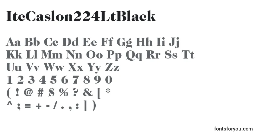 A fonte ItcCaslon224LtBlack – alfabeto, números, caracteres especiais