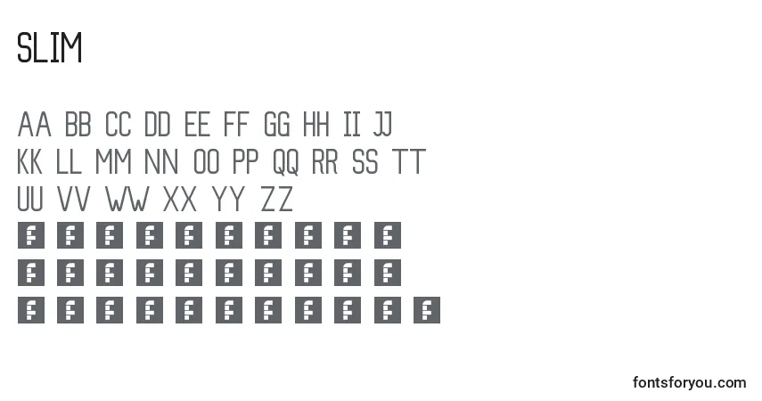 Fuente Slim - alfabeto, números, caracteres especiales