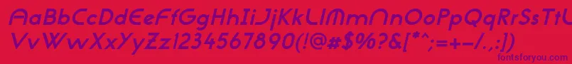 Czcionka NeogothisadfstdBoldoblique – fioletowe czcionki na czerwonym tle