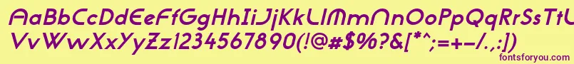 NeogothisadfstdBoldoblique Font – Purple Fonts on Yellow Background