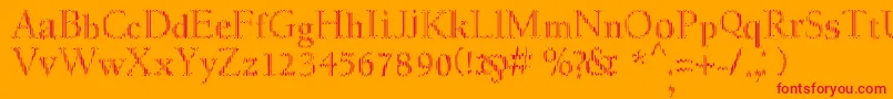 MyfontcodeRegular-Schriftart – Rote Schriften auf orangefarbenem Hintergrund