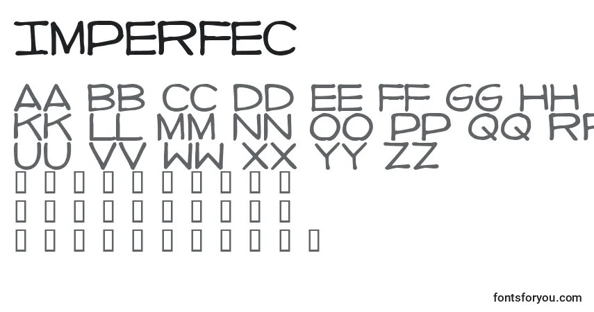 A fonte Imperfec – alfabeto, números, caracteres especiais