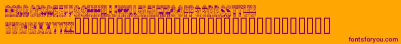 BrinetextPattern-fontti – violetit fontit oranssilla taustalla
