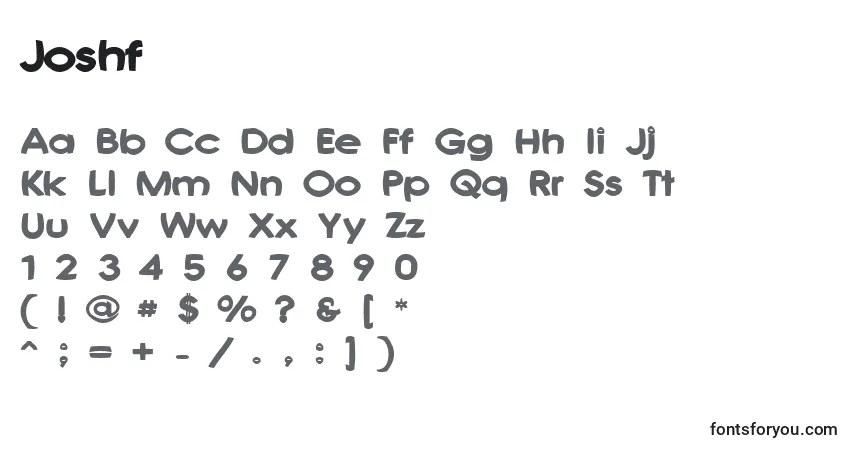 Czcionka Joshf – alfabet, cyfry, specjalne znaki