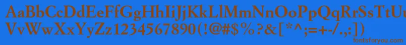 フォントSimoncinigaramondstdBold – 茶色の文字が青い背景にあります。